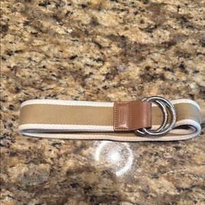 Coach Tan and Cream Canvas Belt with Silver Buckle